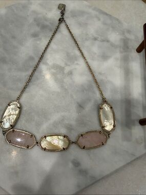 Kendra Scott Pink and Mother-of-Pearl Gold-Tone Statement Necklace